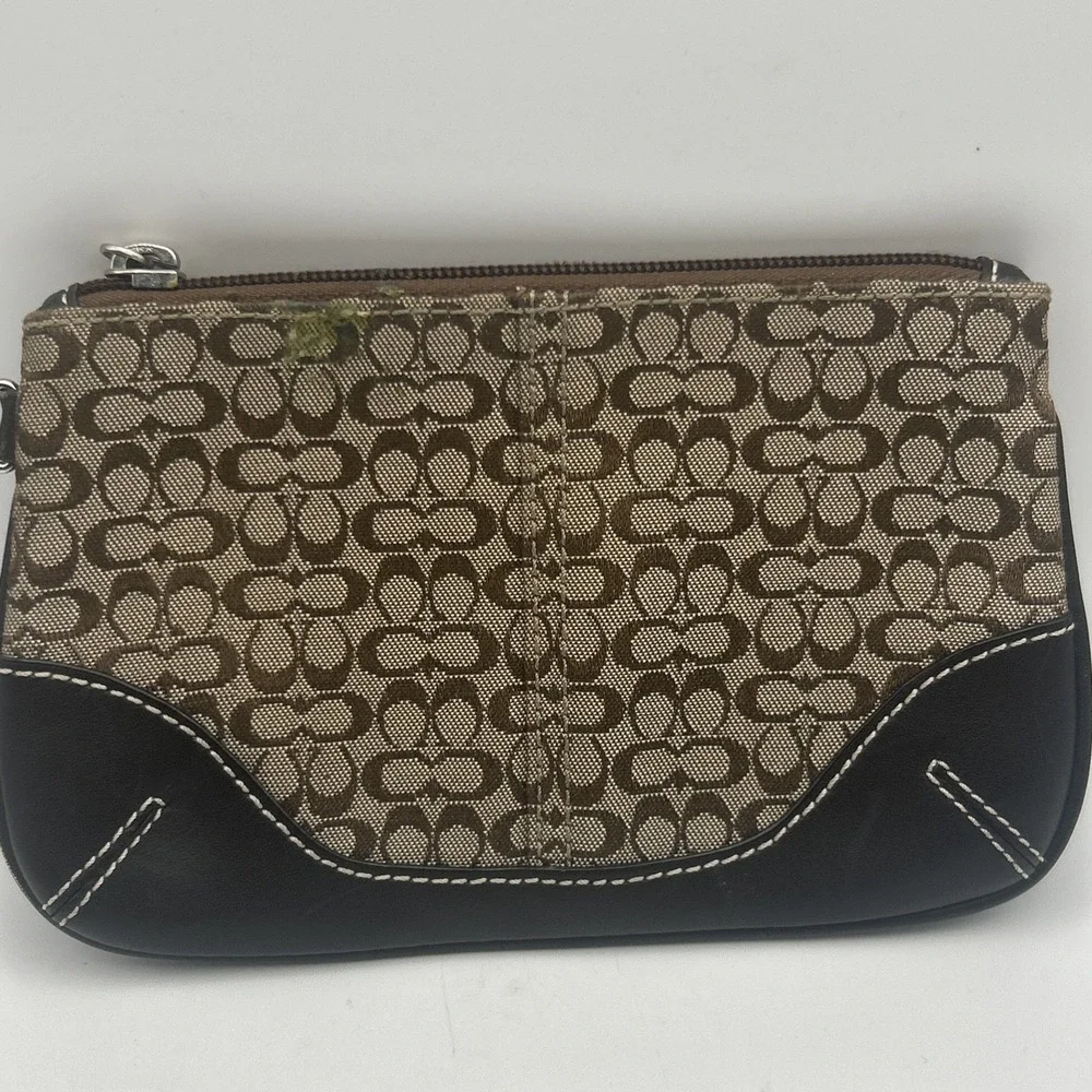 Authentic Coach Signature Canvas Coin Purse Wristlet With tag